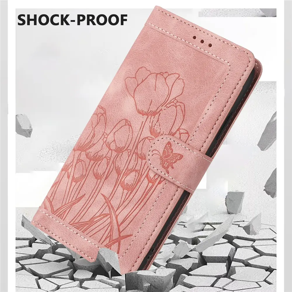 Samsung Galaxy A37 Hoesje Portemonnee Tulpen Book Case Roze afbeelding 10