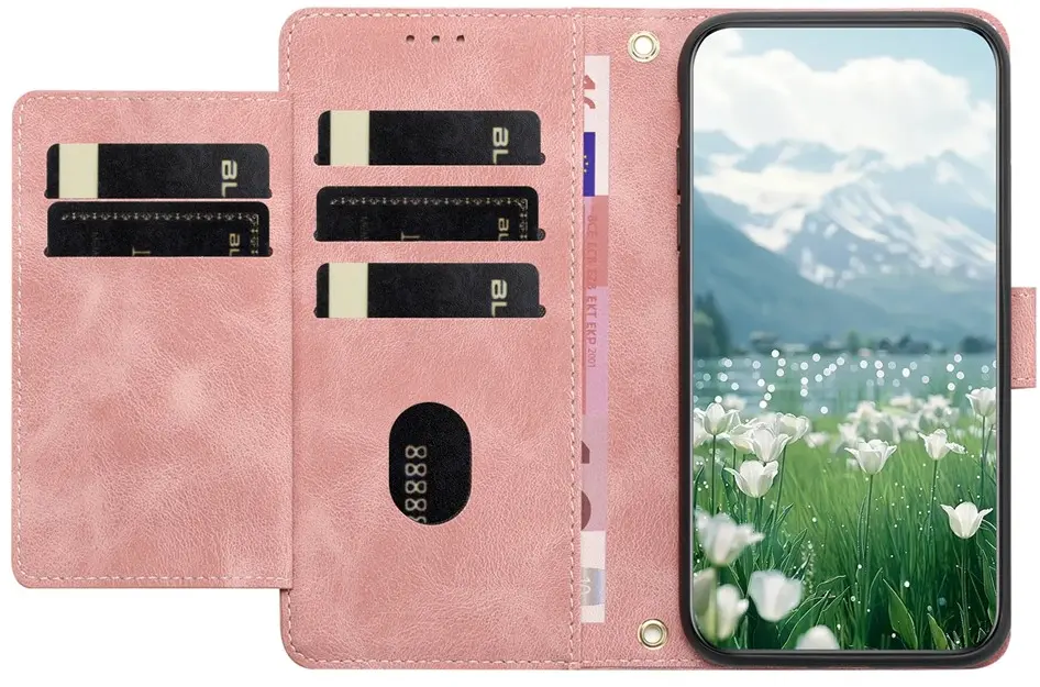 Samsung Galaxy A37 Hoesje Portemonnee Tulpen Book Case Roze afbeelding 12