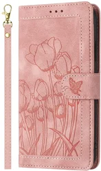 Samsung Galaxy A37 Hoesje Portemonnee Tulpen Book Case Roze afbeelding