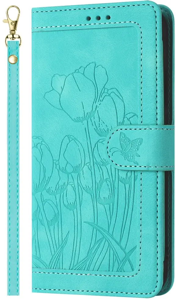 Samsung Galaxy A37 Hoesje Portemonnee Tulpen Book Case Groen afbeelding 1