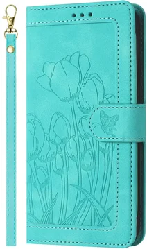 Samsung Galaxy A37 Hoesje Portemonnee Tulpen Book Case Groen