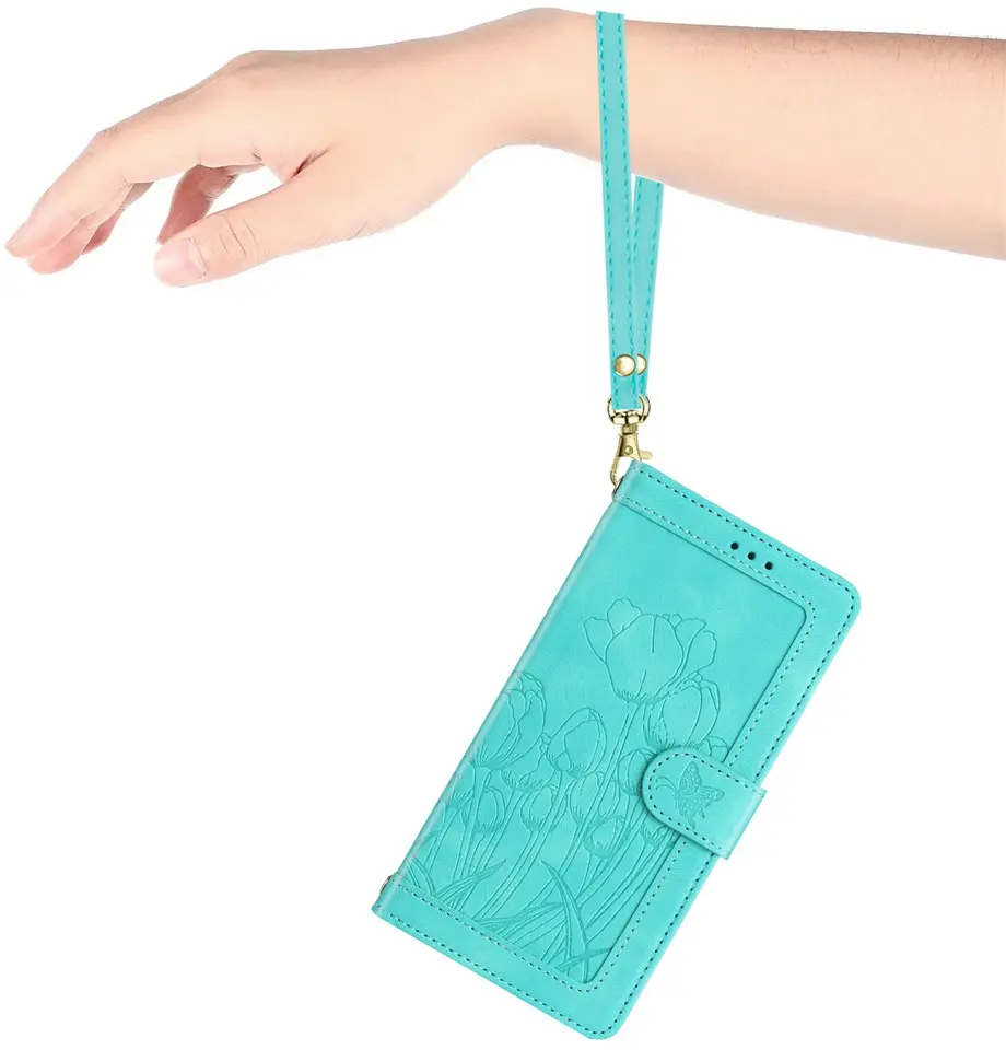 Samsung Galaxy A37 Hoesje Portemonnee Tulpen Book Case Groen afbeelding 14
