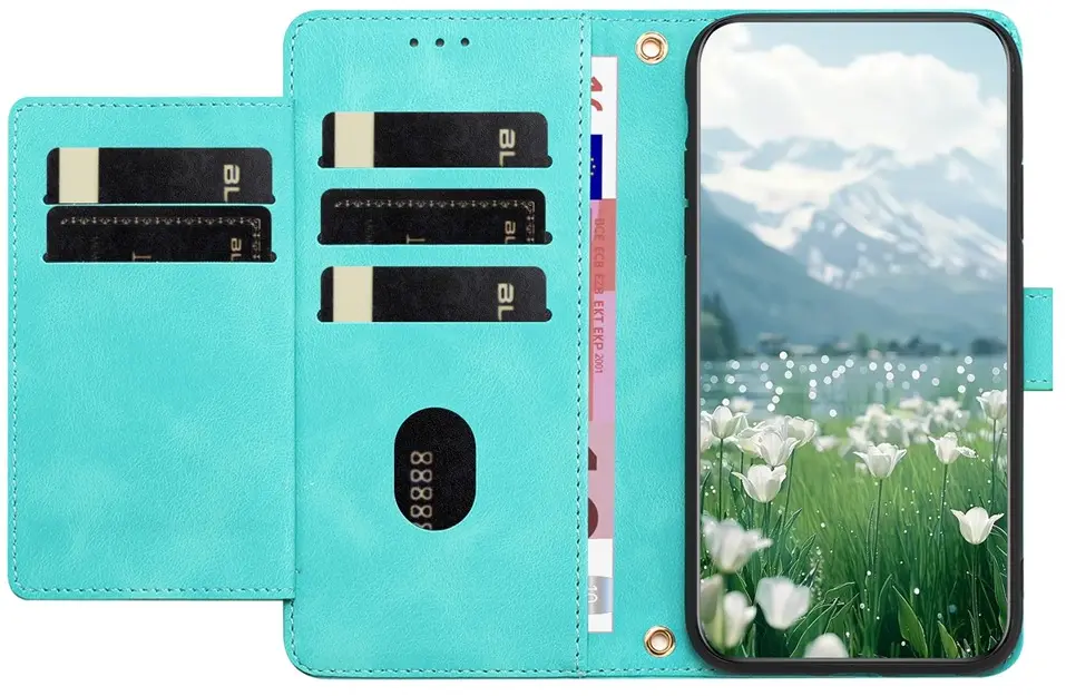 Samsung Galaxy A37 Hoesje Portemonnee Tulpen Book Case Groen afbeelding 12