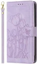 Samsung Galaxy A37 Hoesje Portemonnee Tulpen Book Case Paars