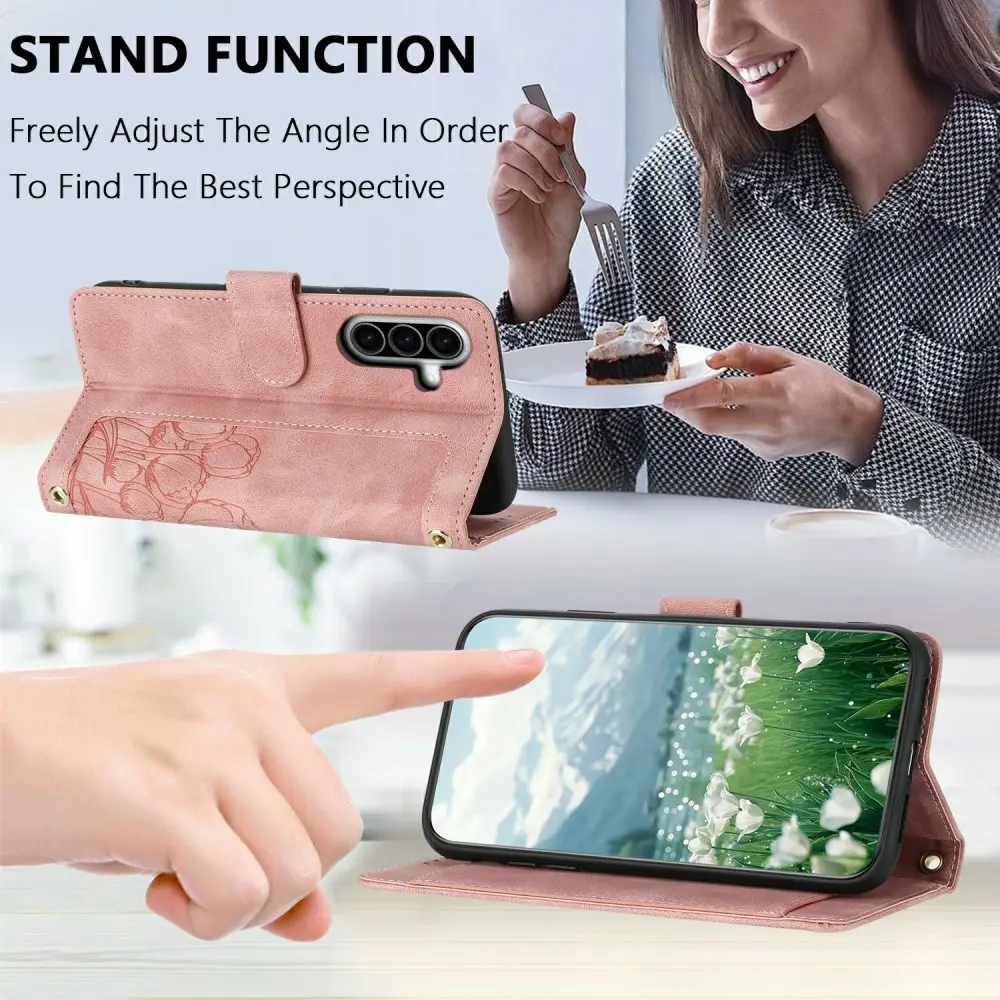 Samsung Galaxy A27 Hoesje Portemonnee Tulpen Book Case Roze afbeelding 5