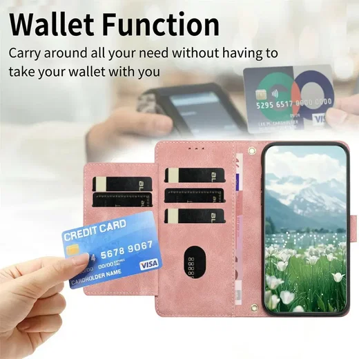 Samsung Galaxy A27 Hoesje Portemonnee Tulpen Book Case Roze afbeelding 6