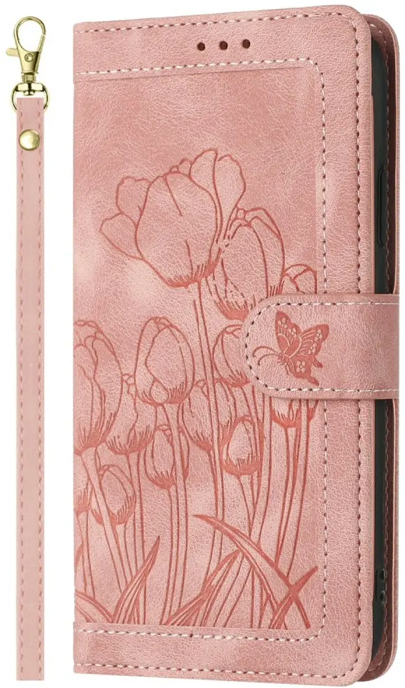 Samsung Galaxy A27 Hoesje Portemonnee Tulpen Book Case Roze afbeelding 1