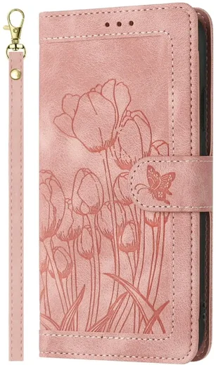 Samsung Galaxy A27 Hoesje Portemonnee Tulpen Book Case Roze afbeelding 1