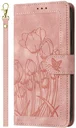Samsung Galaxy A27 Hoesje Portemonnee Tulpen Book Case Roze
