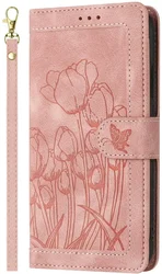 Samsung Galaxy A27 Hoesje Portemonnee Tulpen Book Case Roze afbeelding