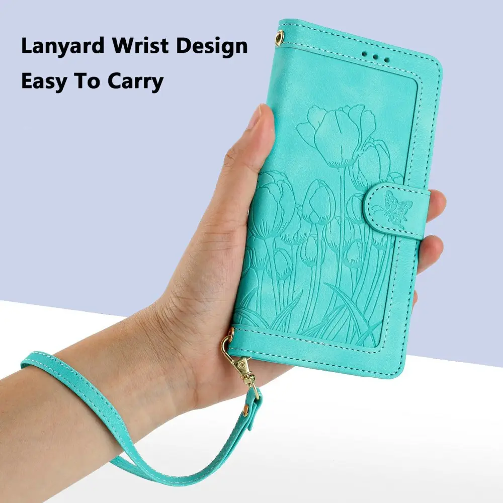 Samsung Galaxy A27 Hoesje Portemonnee Tulpen Book Case Groen afbeelding 7