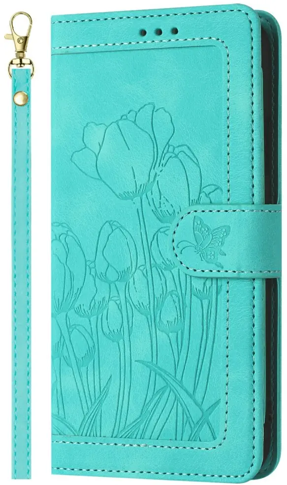 Samsung Galaxy A27 Hoesje Portemonnee Tulpen Book Case Groen afbeelding 1