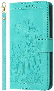 Samsung Galaxy A27 Hoesje Portemonnee Tulpen Book Case Groen