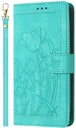 Samsung Galaxy A27 Hoesje Portemonnee Tulpen Book Case Groen