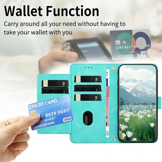 Samsung Galaxy A27 Hoesje Portemonnee Tulpen Book Case Groen afbeelding 6