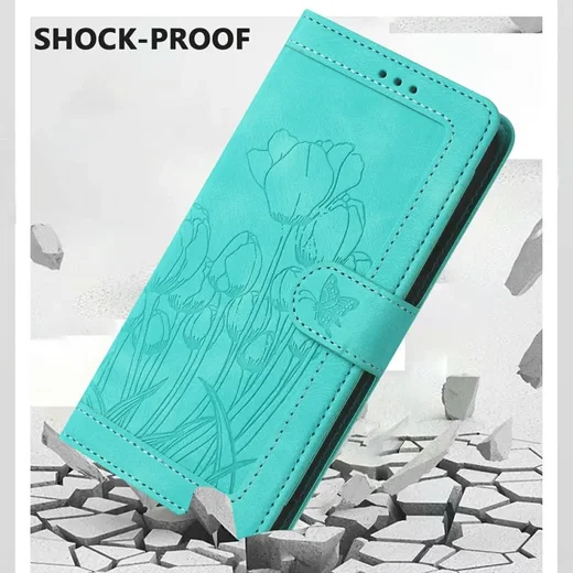 Samsung Galaxy A27 Hoesje Portemonnee Tulpen Book Case Groen afbeelding 9