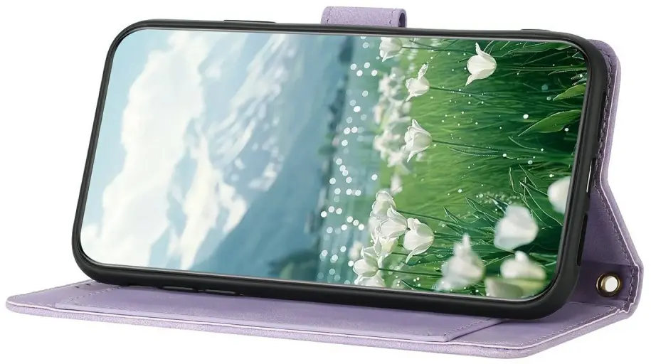 Samsung Galaxy A27 Hoesje Portemonnee Tulpen Book Case Paars afbeelding 15