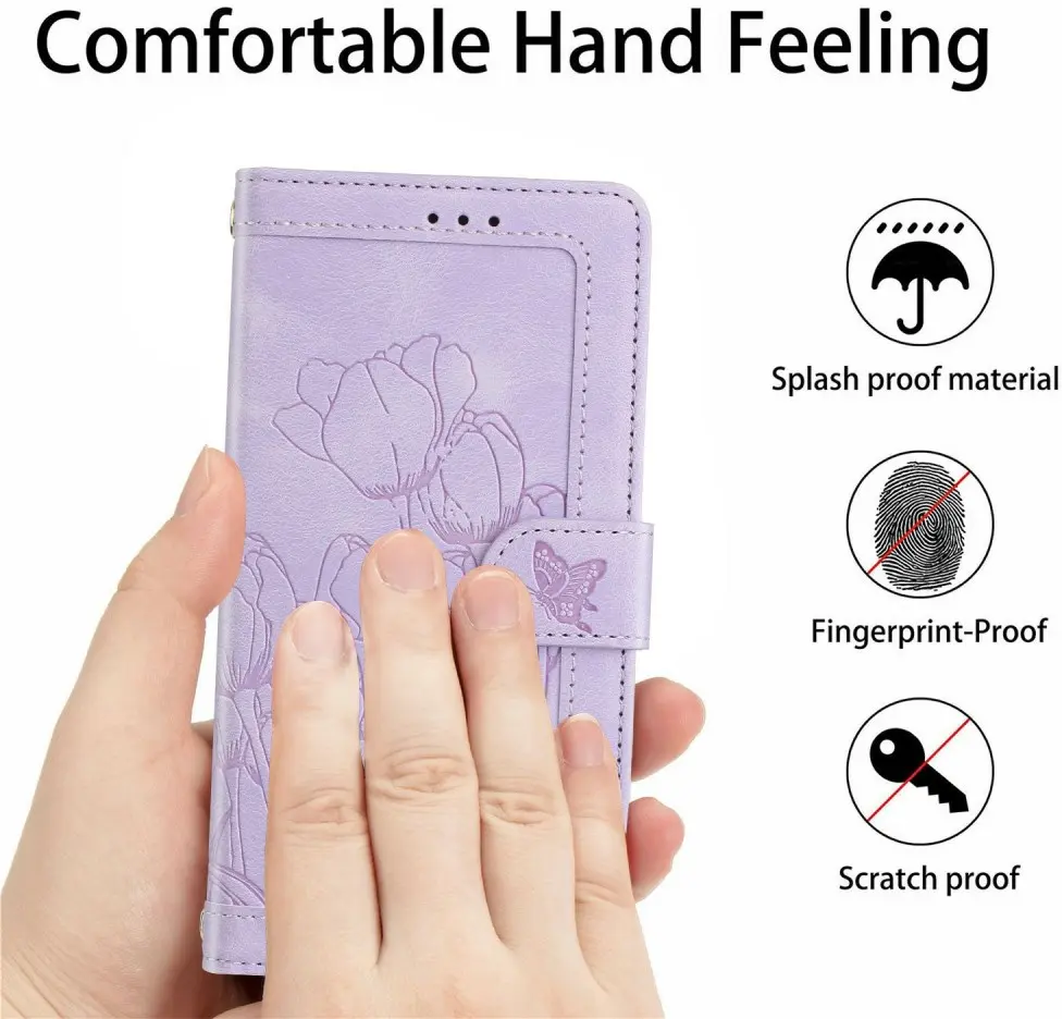 Samsung Galaxy A27 Hoesje Portemonnee Tulpen Book Case Paars afbeelding 10