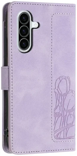 Samsung Galaxy A27 Hoesje Portemonnee Tulpen Book Case Paars afbeelding 13