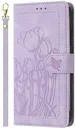 Samsung Galaxy A27 Hoesje Portemonnee Tulpen Book Case Paars