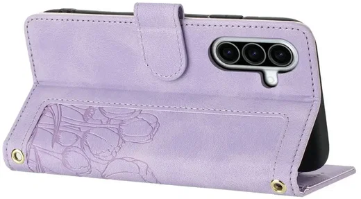 Samsung Galaxy A27 Hoesje Portemonnee Tulpen Book Case Paars afbeelding 14