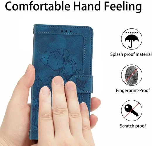 Samsung Galaxy A27 Hoesje Portemonnee Tulpen Book Case Blauw afbeelding 10