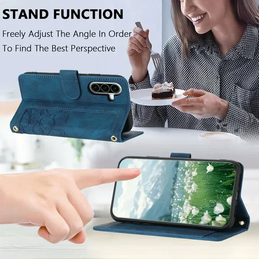 Samsung Galaxy A27 Hoesje Portemonnee Tulpen Book Case Blauw afbeelding 5