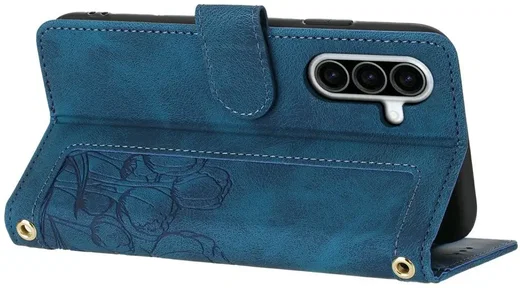 Samsung Galaxy A27 Hoesje Portemonnee Tulpen Book Case Blauw afbeelding 13