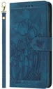 Samsung Galaxy A27 Hoesje Portemonnee Tulpen Book Case Blauw