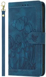 Samsung Galaxy A27 Hoesje Portemonnee Tulpen Book Case Blauw afbeelding