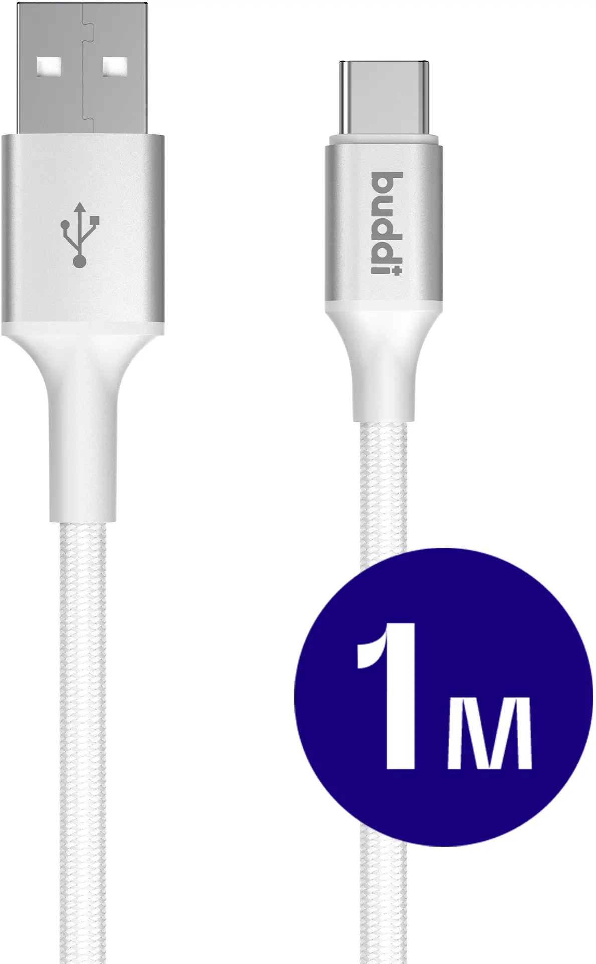 Buddi Flex USB-A naar USB-C Kabel 12W Fast Charge 1M Wit afbeelding 1