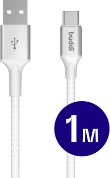Buddi Flex USB-A naar USB-C Kabel 12W Fast Charge 1M Wit