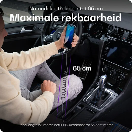 Buddi Flex USB-A naar USB-C Krulsnoer Kabel 12W Fast Charge 1M Wit afbeelding 4
