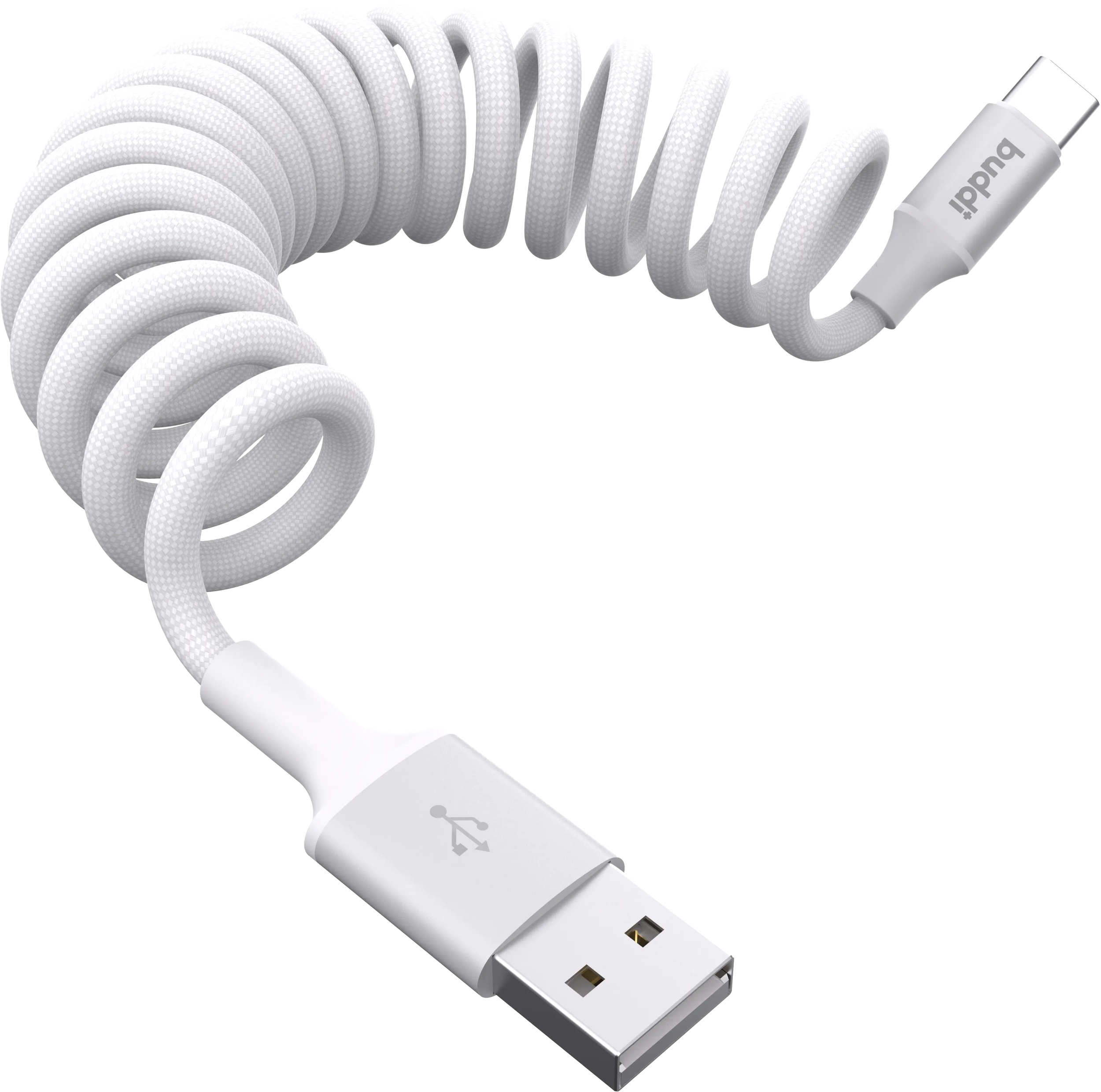 Buddi Flex USB-A naar USB-C Krulsnoer Kabel 12W Fast Charge 1M Wit afbeelding 8