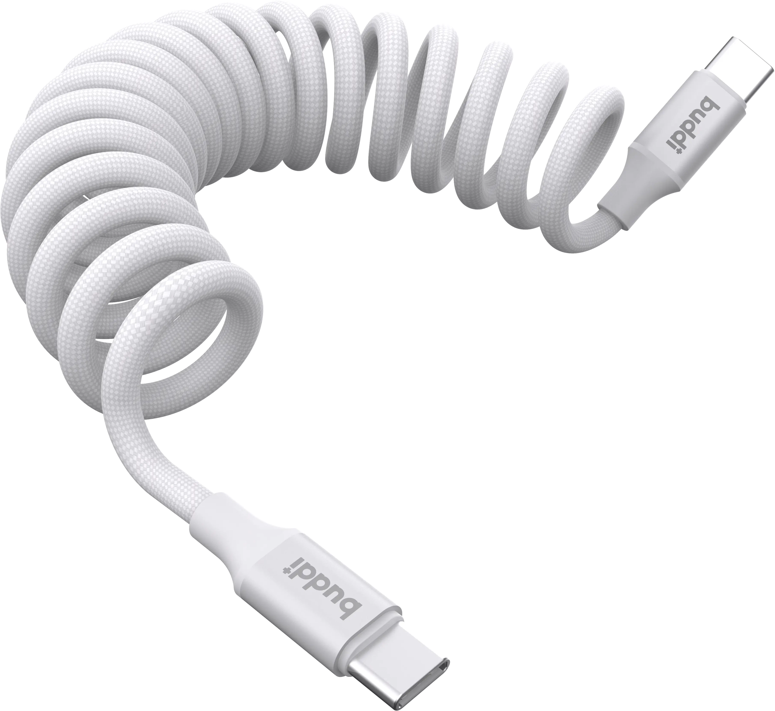 Buddi Flex USB-C naar USB-C Krulsnoer Kabel 60W Fast Charge 1M Wit afbeelding 7