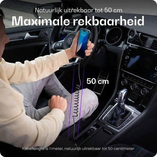 Buddi Flex USB-A naar Lightning Krulsnoer Kabel 12W Fast Charge 1M Wit afbeelding 5