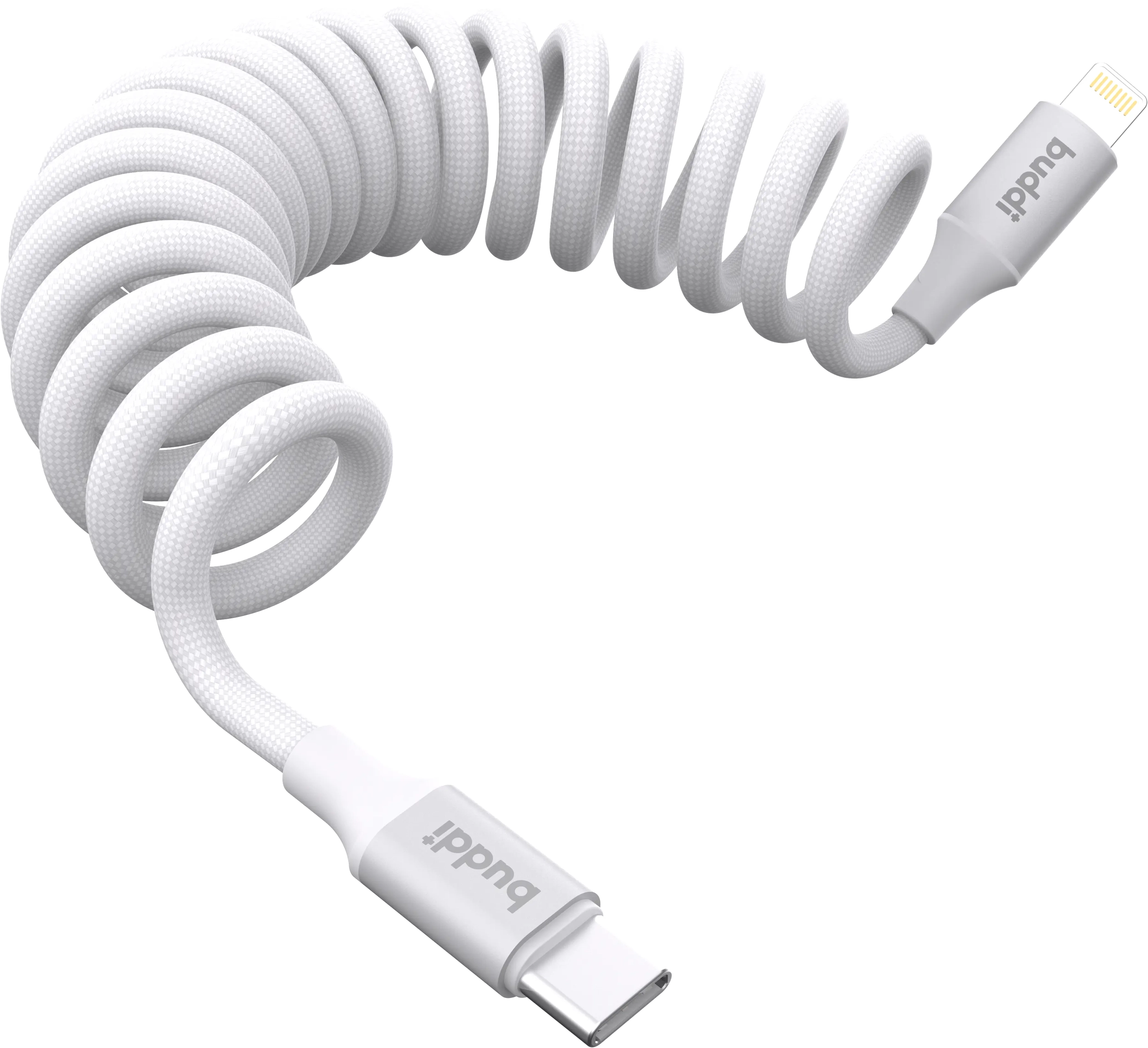 Buddi Flex USB-C naar Lightning Krulsnoer Kabel 12W Fast Charge 1M Wit afbeelding 7