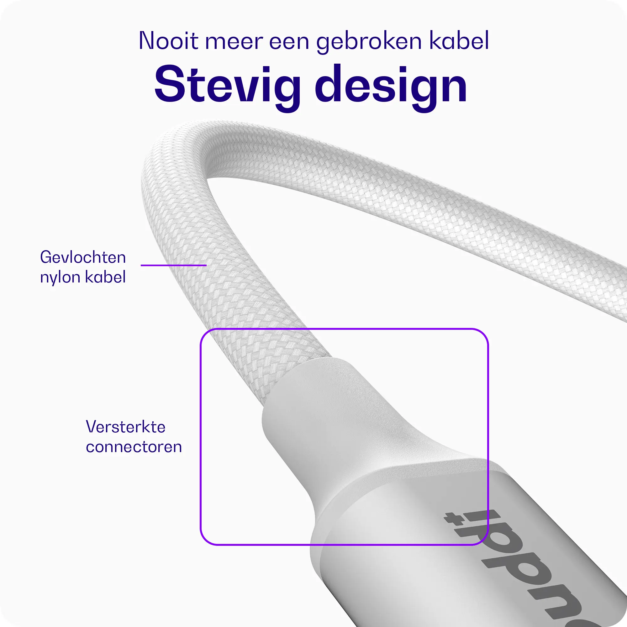 Buddi Flex USB-C naar Lightning Krulsnoer Kabel 12W Fast Charge 1M Wit afbeelding 2