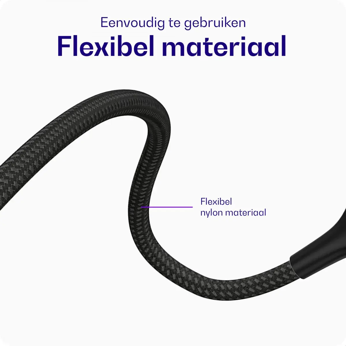 Buddi Flex USB-C naar USB-C Krulsnoer Kabel 60W Fast Charge 2M Zwart afbeelding 7