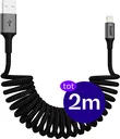 Buddi Flex USB-A naar Lightning Krulsnoer Kabel 12W Fast Charge 2M Zwart