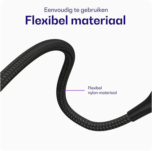 Buddi Flex USB-A naar Lightning Krulsnoer Kabel 12W Fast Charge 2M Zwart afbeelding 7