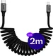 Buddi Flex USB-C naar Lightning Krulsnoer Kabel 12W Fast Charge 2M Zwart afbeelding 1