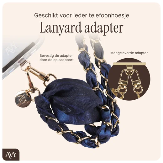 AVY Universeel Sjaal Crossbody Telefoonkoord (120CM) Obscura Blue afbeelding 3