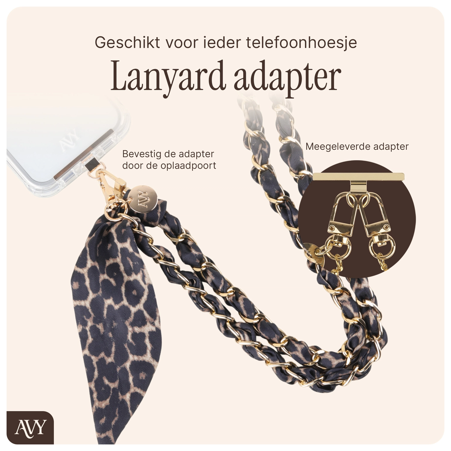 AVY Universeel Sjaal Crossbody Telefoonkoord (120CM) Panthera Chic afbeelding 3