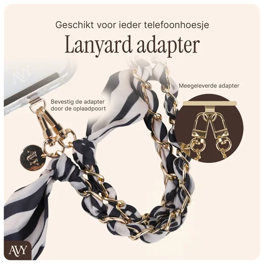 AVY Universeel Sjaal Crossbody Telefoonkoord (120CM) Serengeti Zebra afbeelding 3