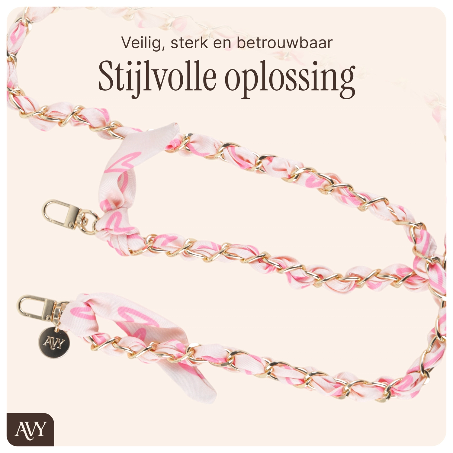 AVY Universeel Sjaal Crossbody Telefoonkoord (120CM) Cupid Blush afbeelding 2