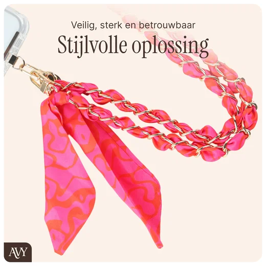AVY Universeel Sjaal Crossbody Telefoonkoord (120CM) Rosé Twist afbeelding 2