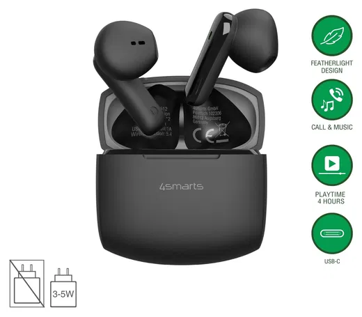 4Smarts SkyBuds Air Draadloze In Ear Oordopjes Bluetooth 5.4 Zwart afbeelding 2