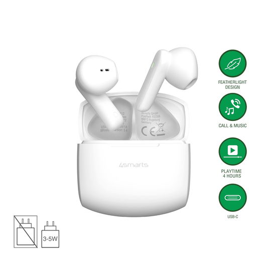 4Smarts SkyBuds Air Draadloze In Ear Oordopjes Bluetooth 5.4 Wit afbeelding 7
