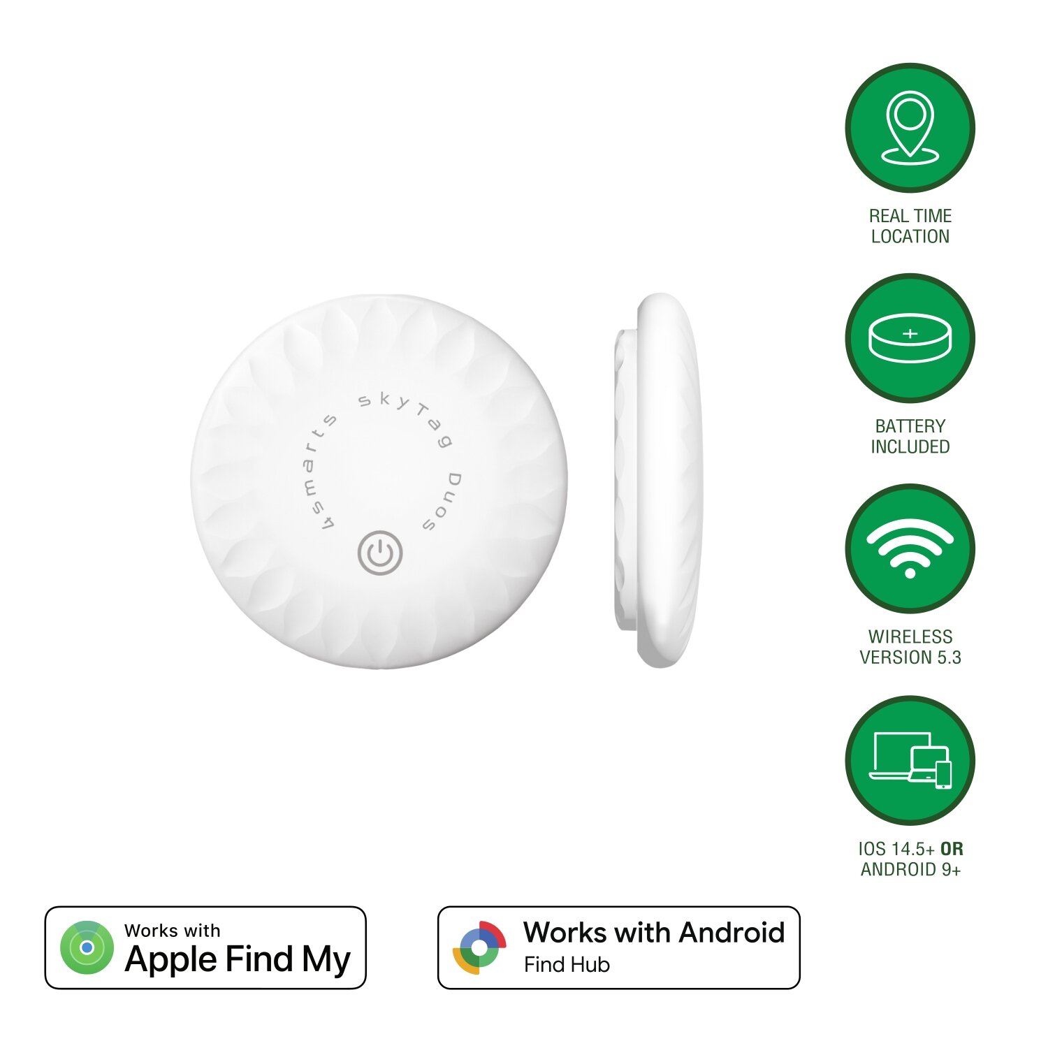 4smarts Skytag Duos Bluetooth Tracker 2-Pack Wit afbeelding 2